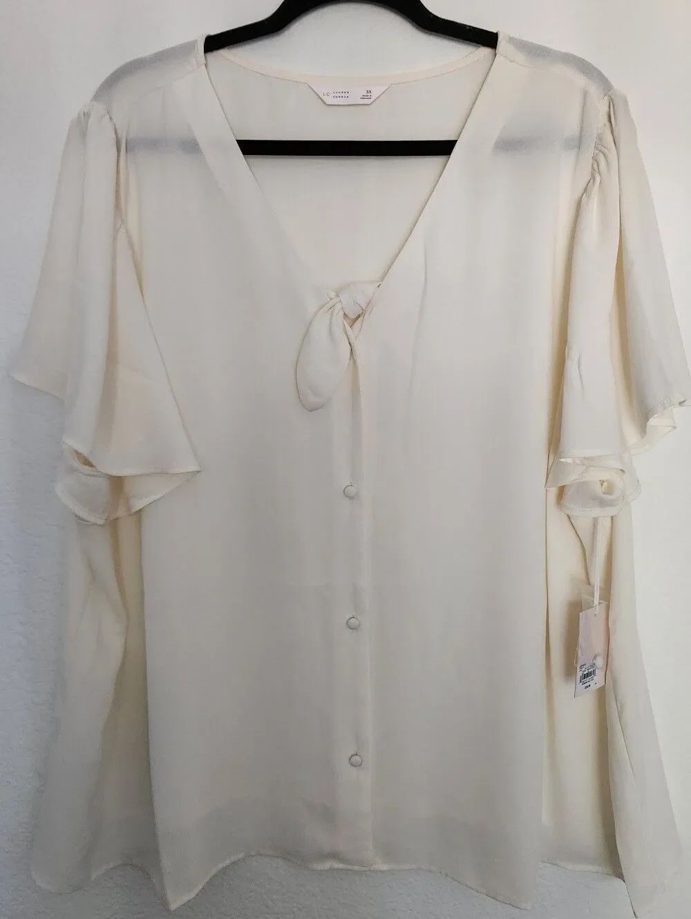 LC Lauren Conrad Womens Plus Ivory Button Front Blouse Size 3X